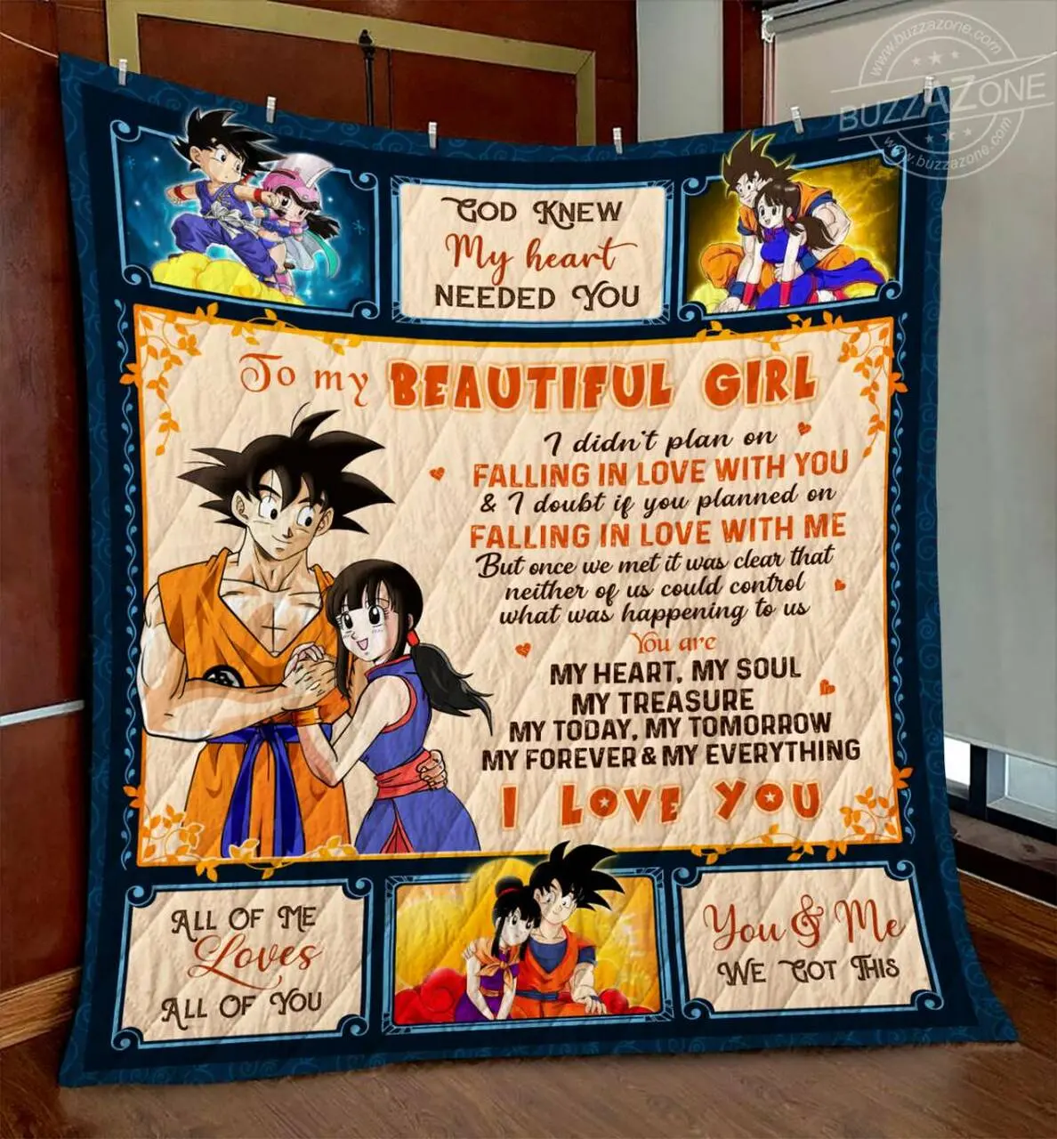 Dragon Ball Goku Neither Of Us Could Control Quilt Cc and Home Decor