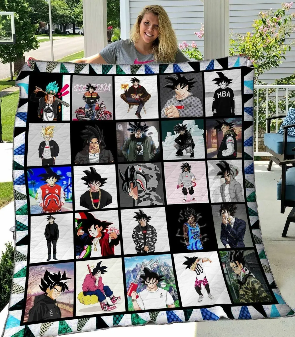 Dragon Ball Songoku Quilt Blanket and Home Decor
