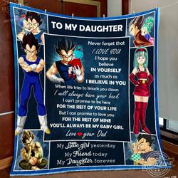 Dragon Ball Vegeta Daughter Dad Knock You Down Quilt Cc and Home Decor
