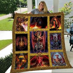 Dragon Golden Frame F3 3D Customized Quilt and Home Decor