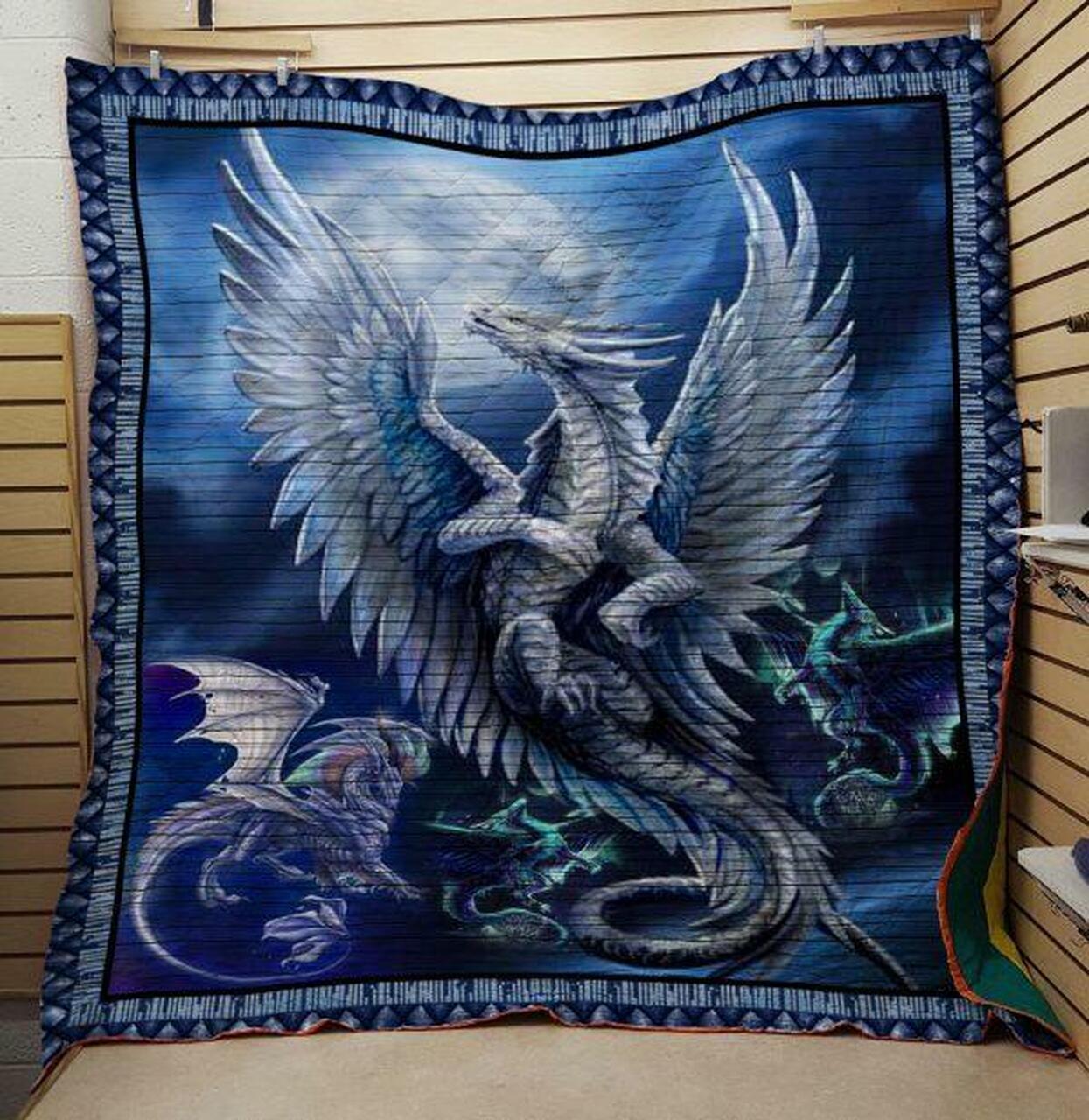 Dragon White Quilt and Home Decor