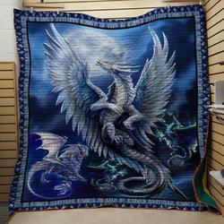 Dragon White Quilt and Home Decor