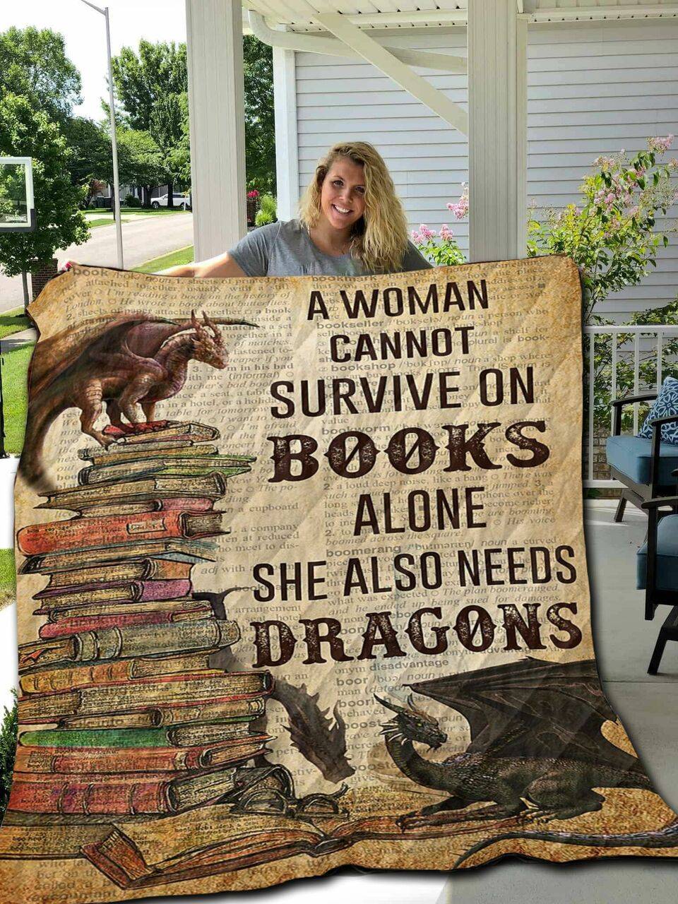 Dragon With Book FFG NTTH011298 3D Customized Quilt and Home Decor