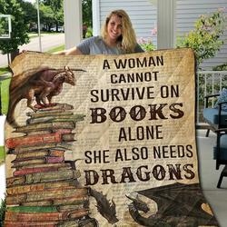 Dragon With Book FFG NTTH011298 3D Customized Quilt and Home Decor