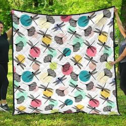 Dragonflies Ginkgo Leaves Pattern DHCDHC DT1910 Quilt Blanket and Home Decor