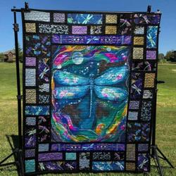Dragonfly At Night Quilt Blanket Yhn2  Quilt and Home Decor