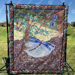 Dragonfly Buddies In Garden Clt170622 Quilt Blanket and Home Decor