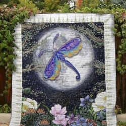Dragonfly Full Moon Clt190644 Quilt Blanket and Home Decor