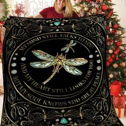 Dragonfly My Mind Heart Soul Quilt Otv and Home Decor