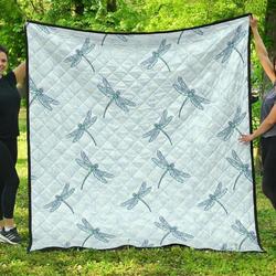 Dragonfly Pattern Blue Background DHCDHC DT1910 Quilt Blanket and Home Decor
