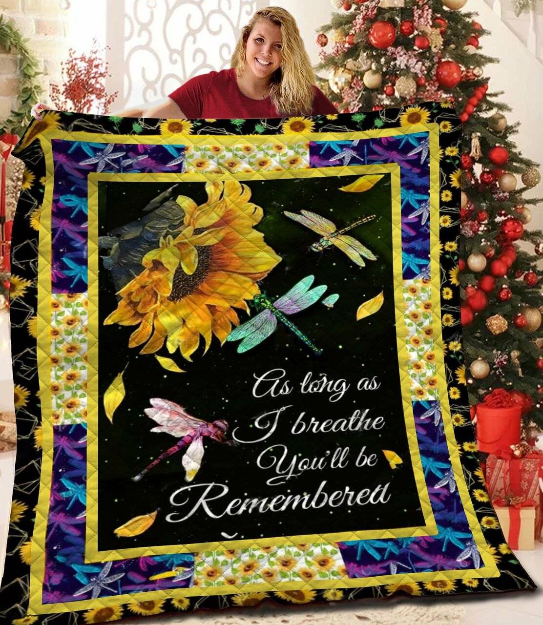 Dragonfly Sunflower Quilt Nmo and Home Decor