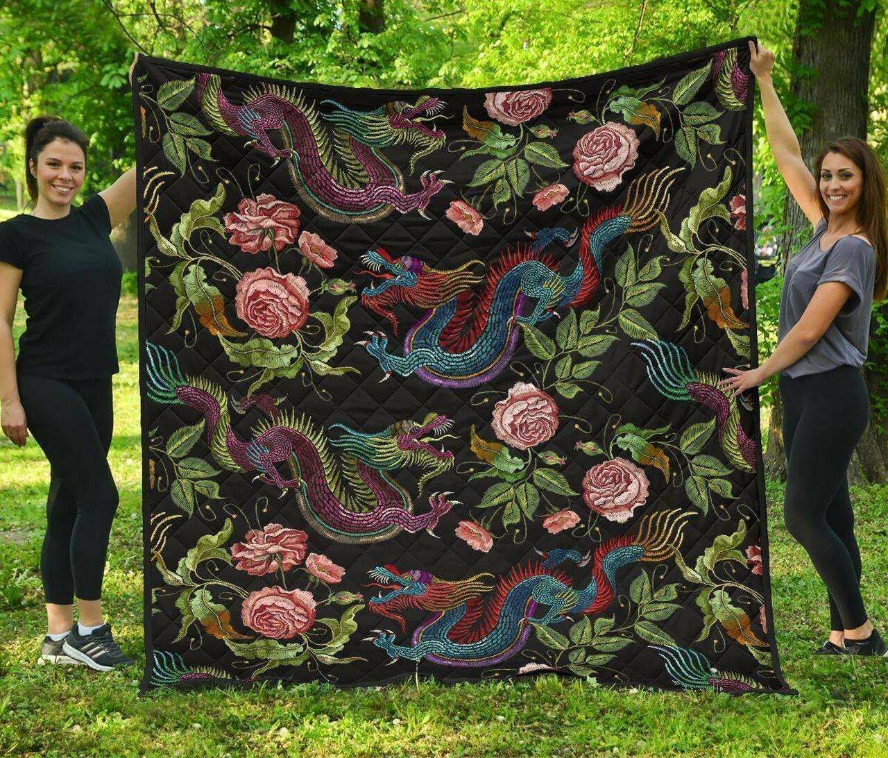 Dragons Flower Pattern DHCDHC DT1910 Quilt Blanket and Home Decor