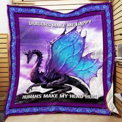 Dragons Make Me Happy Quilt Lb02 and Home Decor