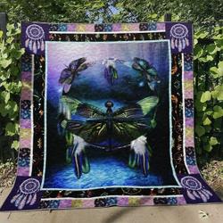 Dreamcatcher Dragonfly Hn250706B Quilt Blanket and Home Decor