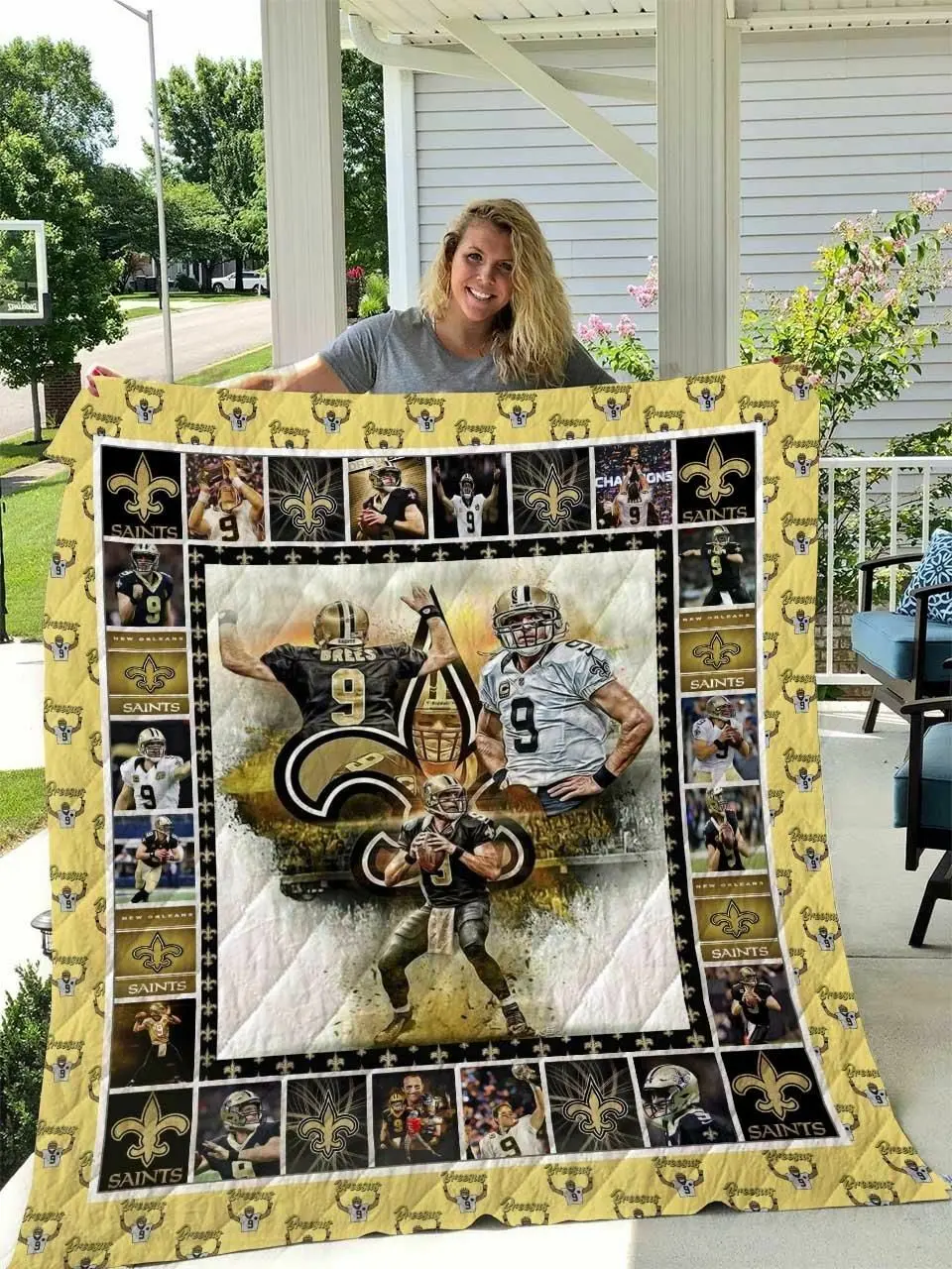 Drew Brees New Orleans Saints Quilt Blanket All Season Plus Size Quilt Blanket and Home Decor