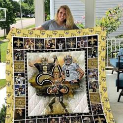 Drew Brees New Orleans Saints Quilt Blanket All Season Plus Size Quilt Blanket and Home Decor