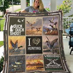 Duck Hunting Duck Duck Shoot Quilt Blanket Great Customized Gifts For Birthday Christmas Thanksgiving Perfect Gifts For Hunting Lover and Home Decor