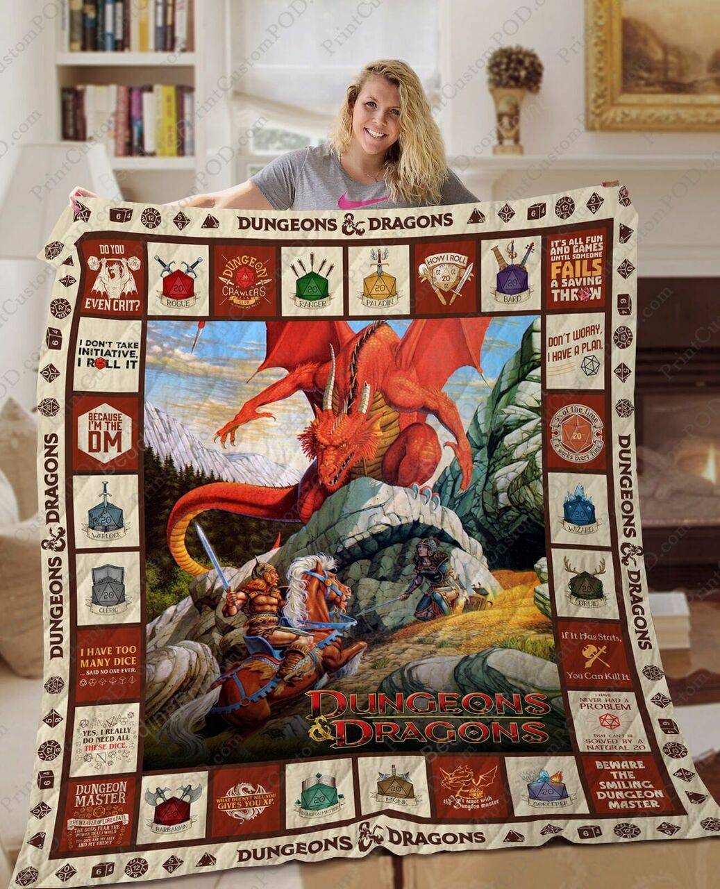 Dungeons And Dragons Quilt Blanket For Fans Lover D&D Dnd Fan and Home Decor