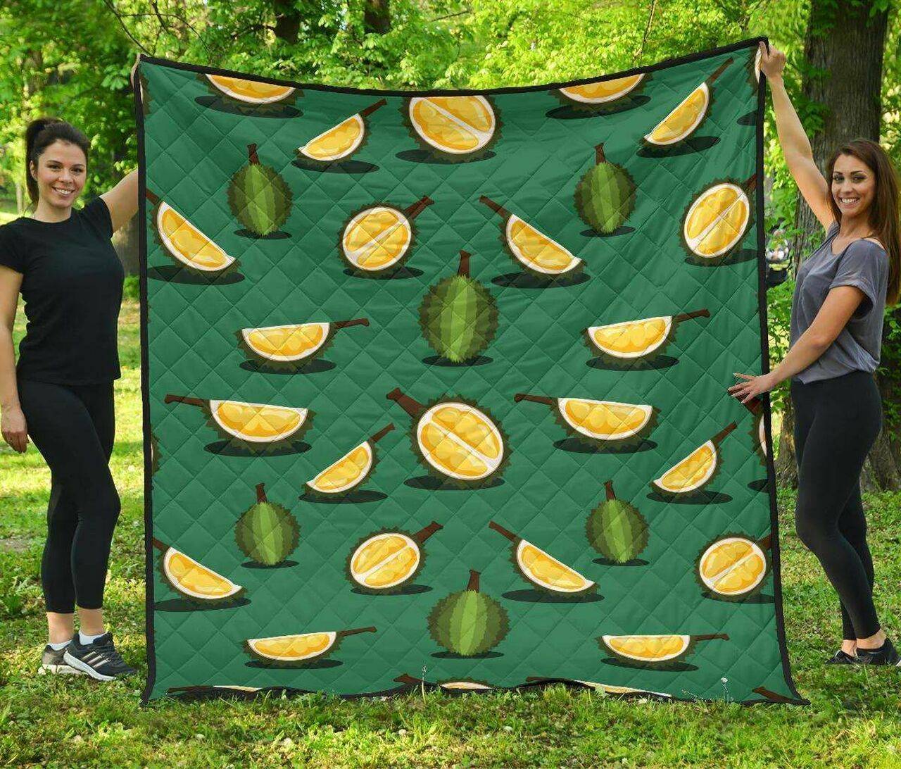 Durian Pattern Green Background DHCDHC DT1910 Quilt Blanket and Home Decor