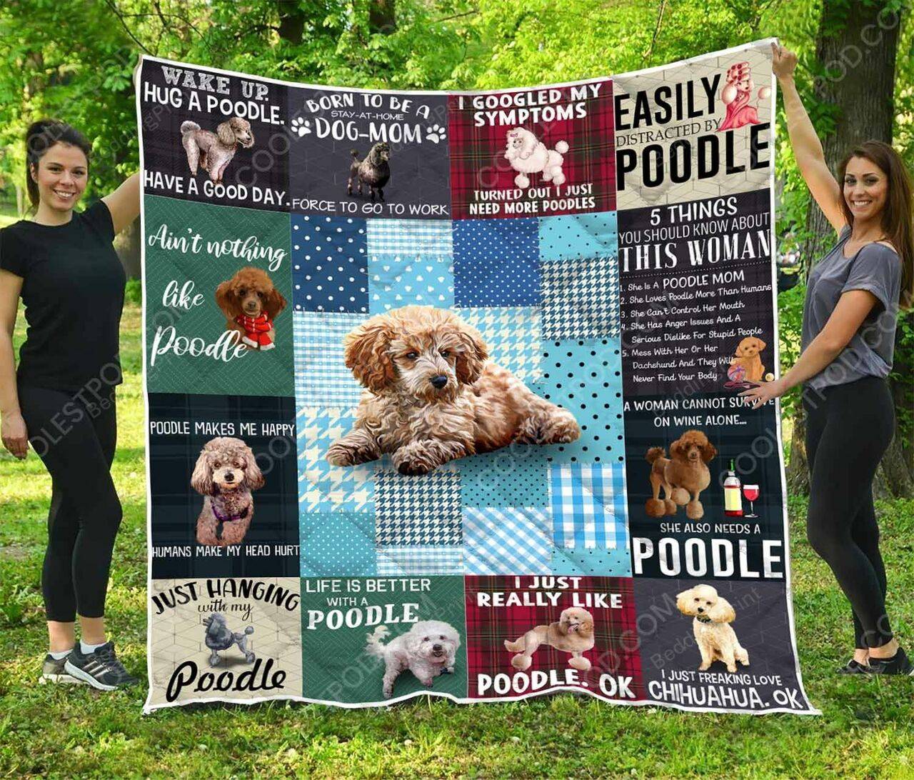 Easily Distracted By Poodle Quilt Blanket Great Customized Blanket Gifts For Birthday Christmas Thanksgiving and Home Decor