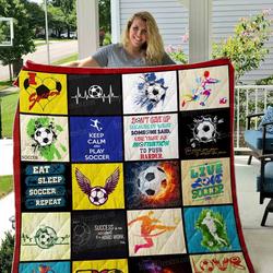 Eat Sleep Soccer Repeat Quilt Blanket Great Customized Blanket Gifts For Birthday Christmas Thanksgiving and Home Decor