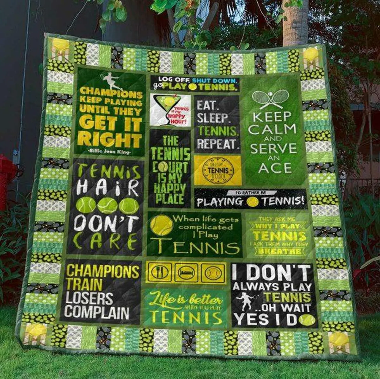 Eat Sleep Tennis Repeat Quilt Blanket No96 Quilt and Home Decor