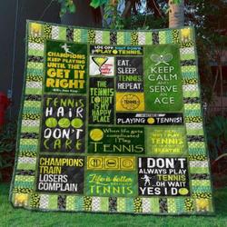 Eat Sleep Tennis Repeat Quilt Blanket No96  Quilt and Home Decor