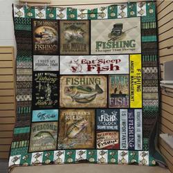 Education Is Important But Fishing Is Importanter Quilt Blanket Great Customized Blanket Gifts For Birthday Christmas Thanksgiving and Home Decor
