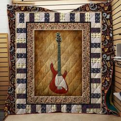 Electric Guitar On The Frame Quilt Blanket Great Customized Blanket Gifts For Birthday Christmas Thanksgiving and Home Decor