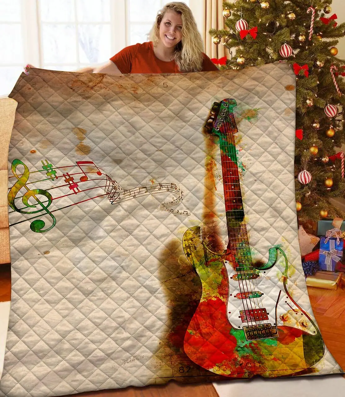 Electric Guitar Quilt Pop and Home Decor