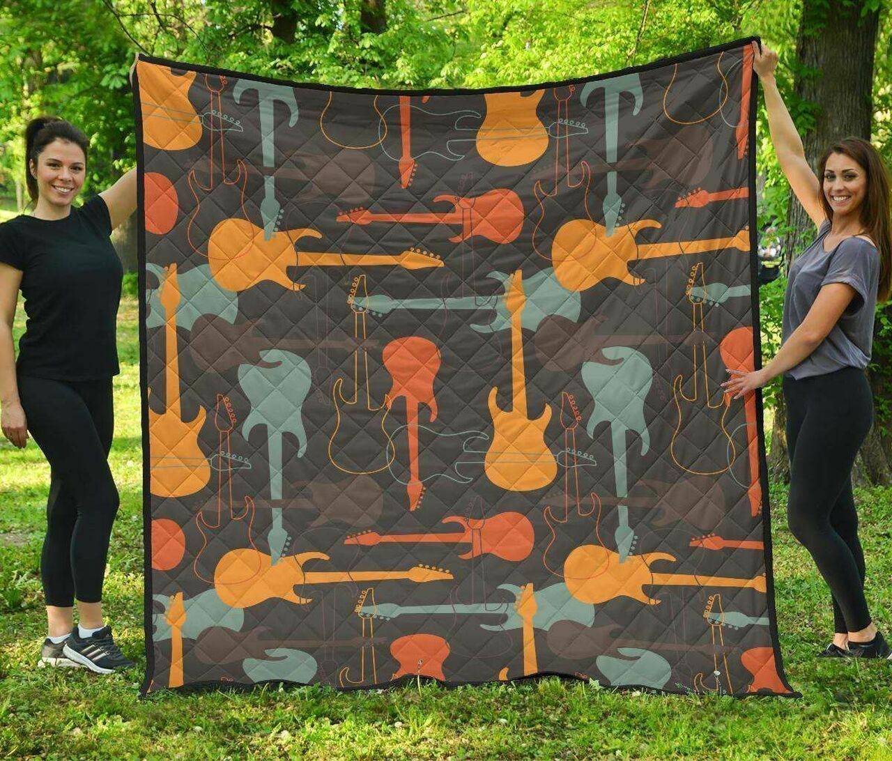 Electric Guitars Pattern DHCDHC DT1910 Quilt Blanket and Home Decor