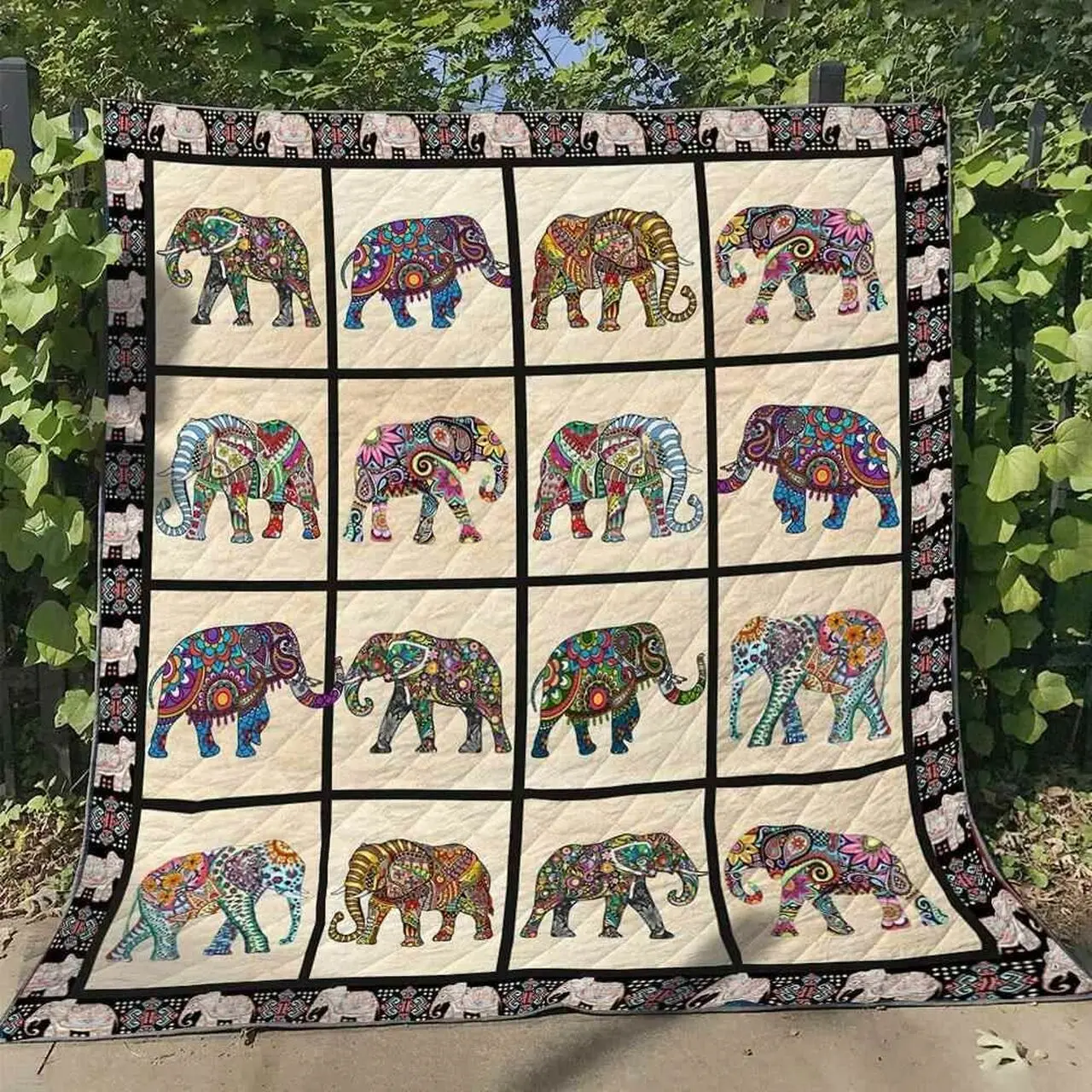 Elephant 3 Blanket Th1607 Quilt and Home Decor