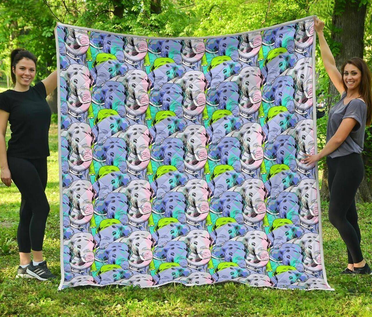 Elephant Art Color Pattern 3D Customized Quilt and Home Decor