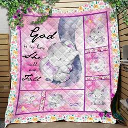 Elephant Baby Purple Like 3D Personalized Customized Quilt Blanket 1262 and Home Decor