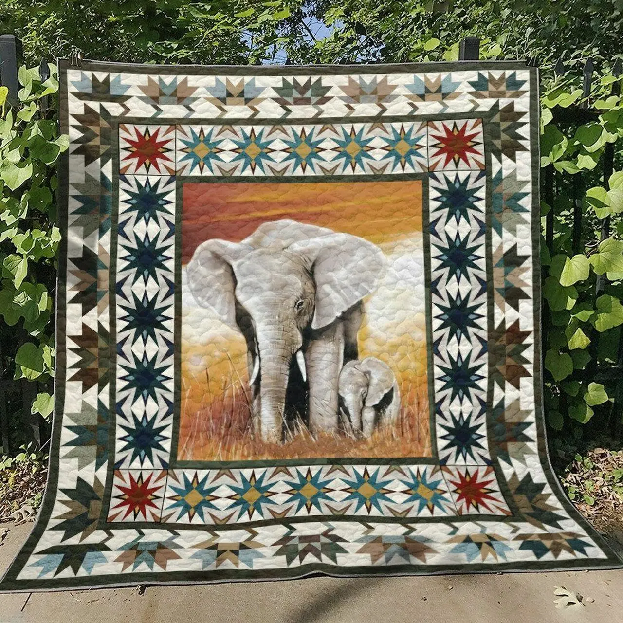 Elephant Bt190702B Quilt Blanket and Home Decor