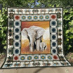 Elephant Bt190702B Quilt Blanket and Home Decor