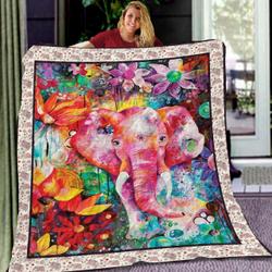 Elephant Corlorful LK36 NTTH011298 3D Customized Quilt and Home Decor