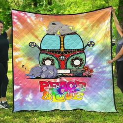Elephant Hippie Tie Dye Quilt Blanket and Home Decor