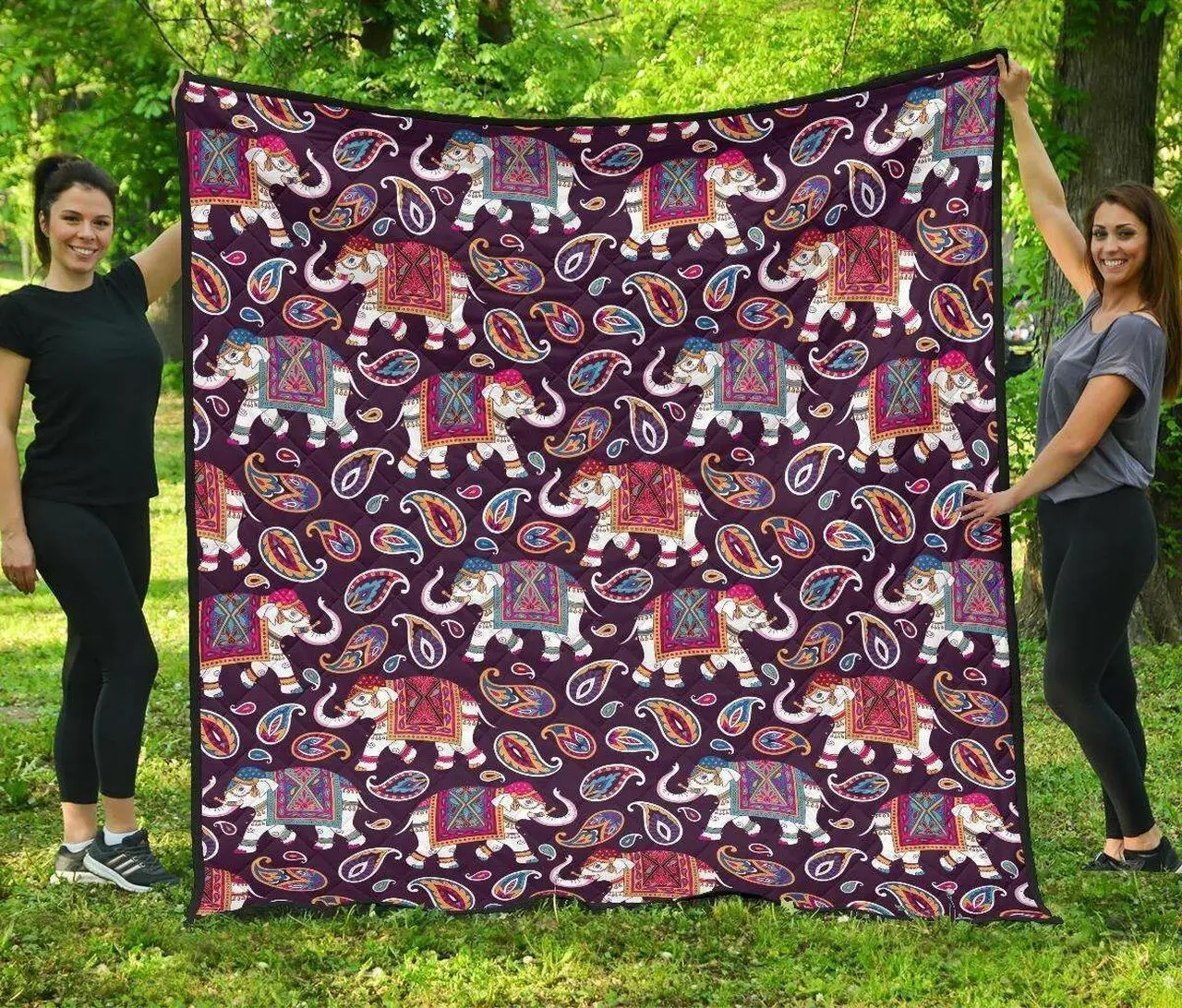 Elephant Indian Style Ornament Pattern DHCDHC DT1910 Quilt Blanket and Home Decor