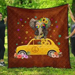 Elephant Peace Hippie Premium Quilt Blanket Th1207 and Home Decor