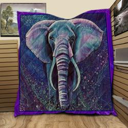 Elephant Purple VF22 3D Customized Quilt and Home Decor