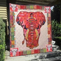 Elephant Qh020804C Tbg Quilt Blanket and Home Decor