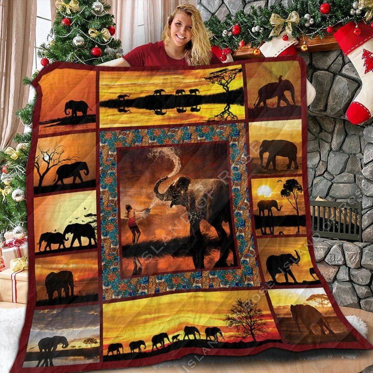 Elephant Space T1 3D Customized Quilt and Home Decor