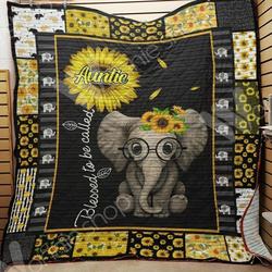 Elephant Sunflower DHCDHC DT2210 Quilt Blanket and Home Decor