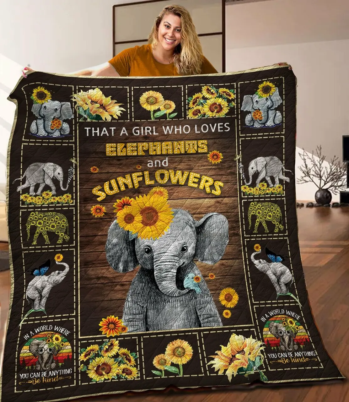 Elephant Sunwer Quilt Kxq and Home Decor