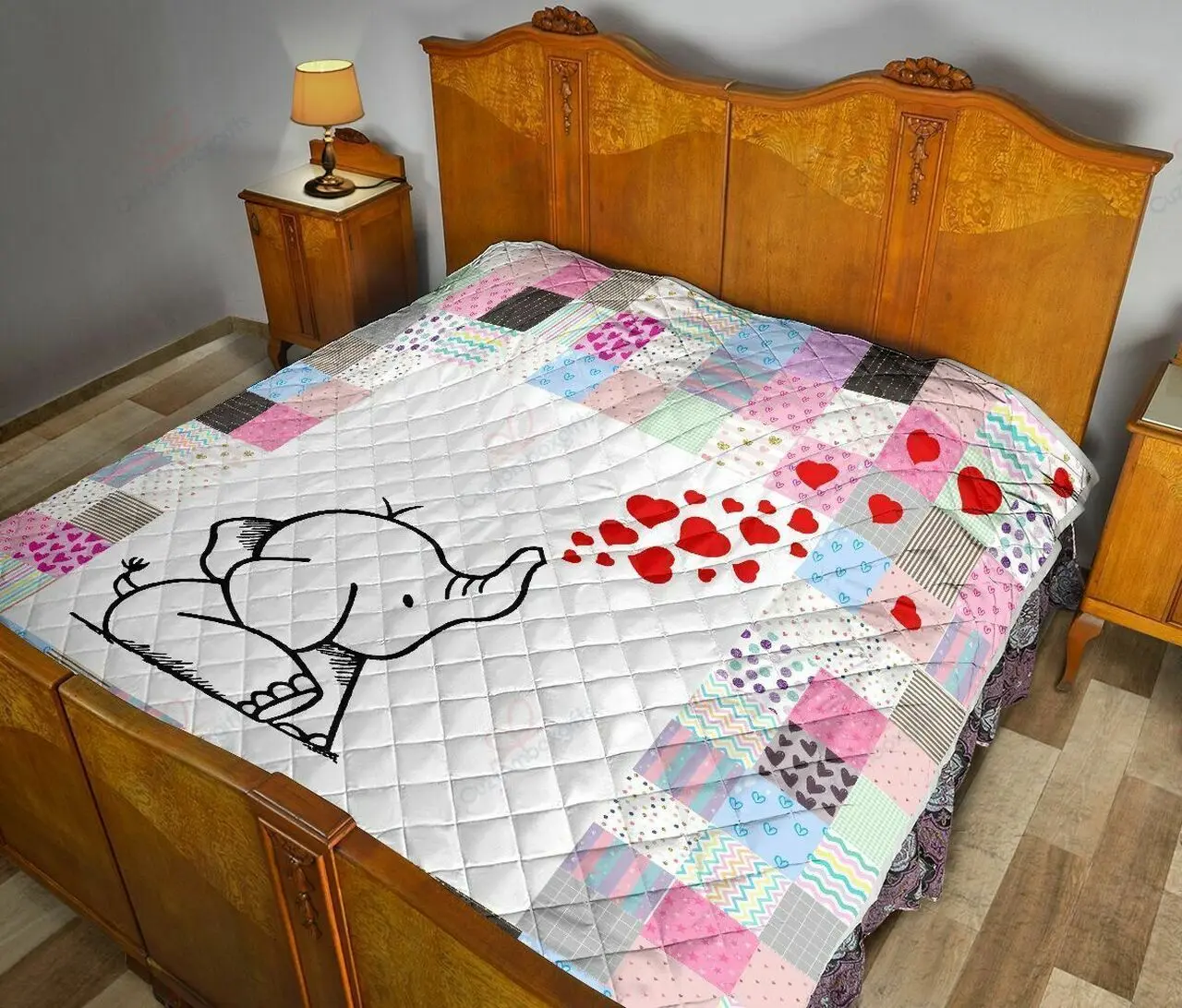 Elephant Sweet Heart DD08100202CL Quilt Blanket and Home Decor