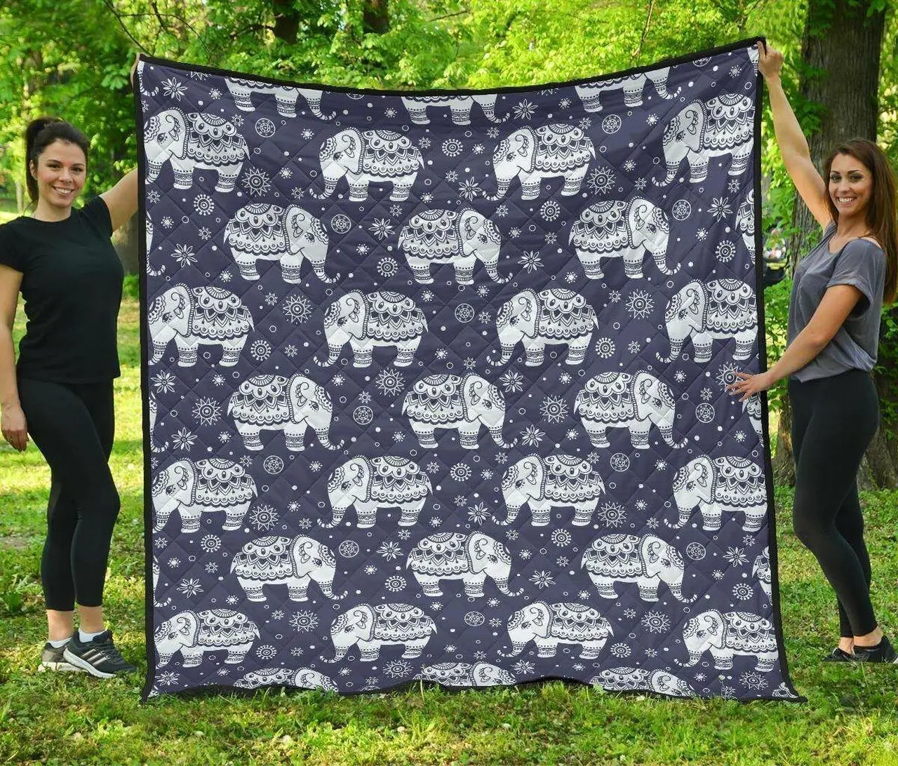 Elephant Tribal Design Pattern DHCDHC DT1910 Quilt Blanket and Home Decor