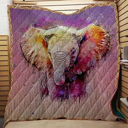 Elephant Watercolor Quilt and Home Decor