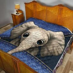 Elephant Zipper Awesome MYT729 3D Customized Quilt Hip and Home Decor
