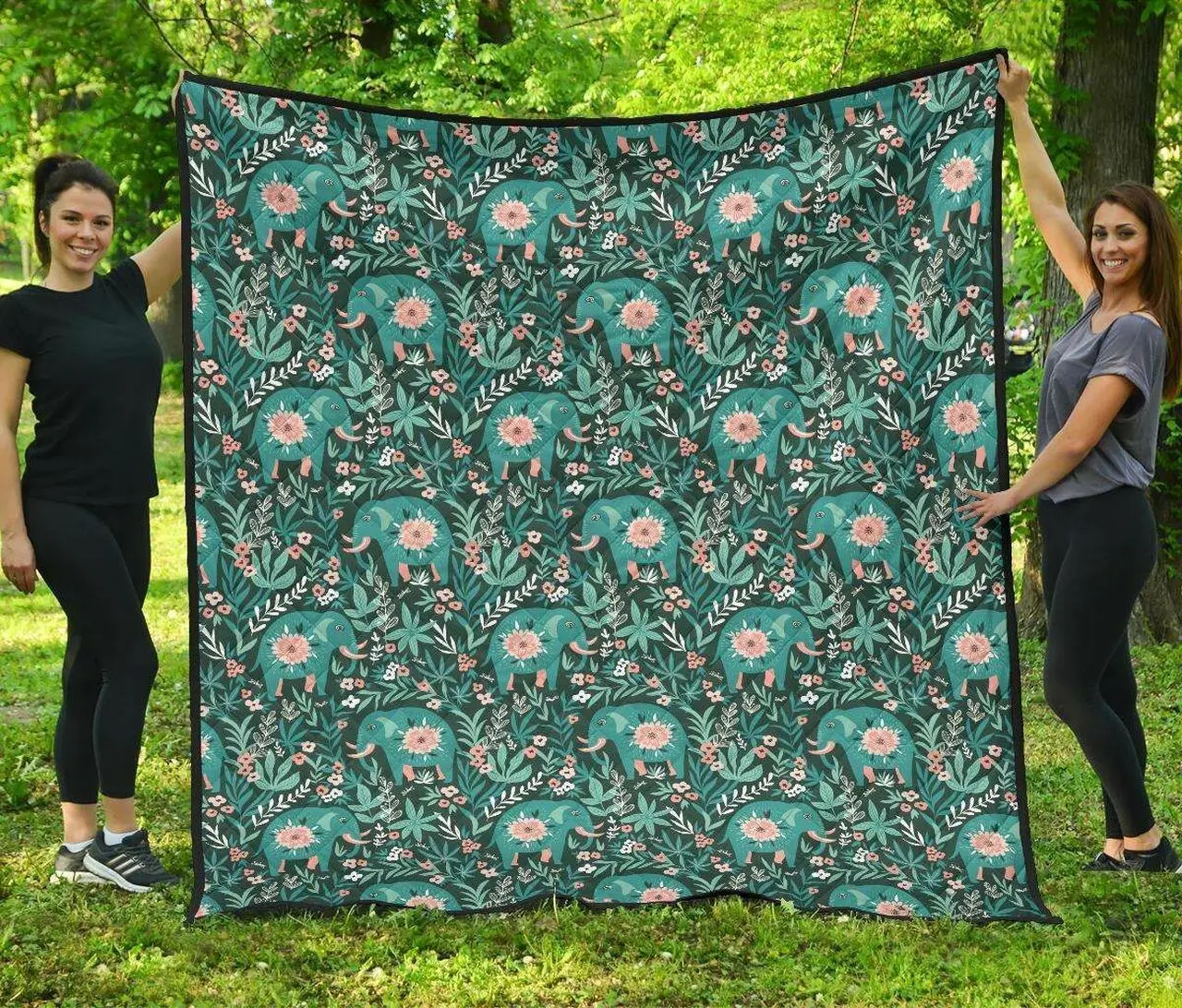 Elephants Jungle Pattern DHCDHC DT1910 Quilt Blanket and Home Decor